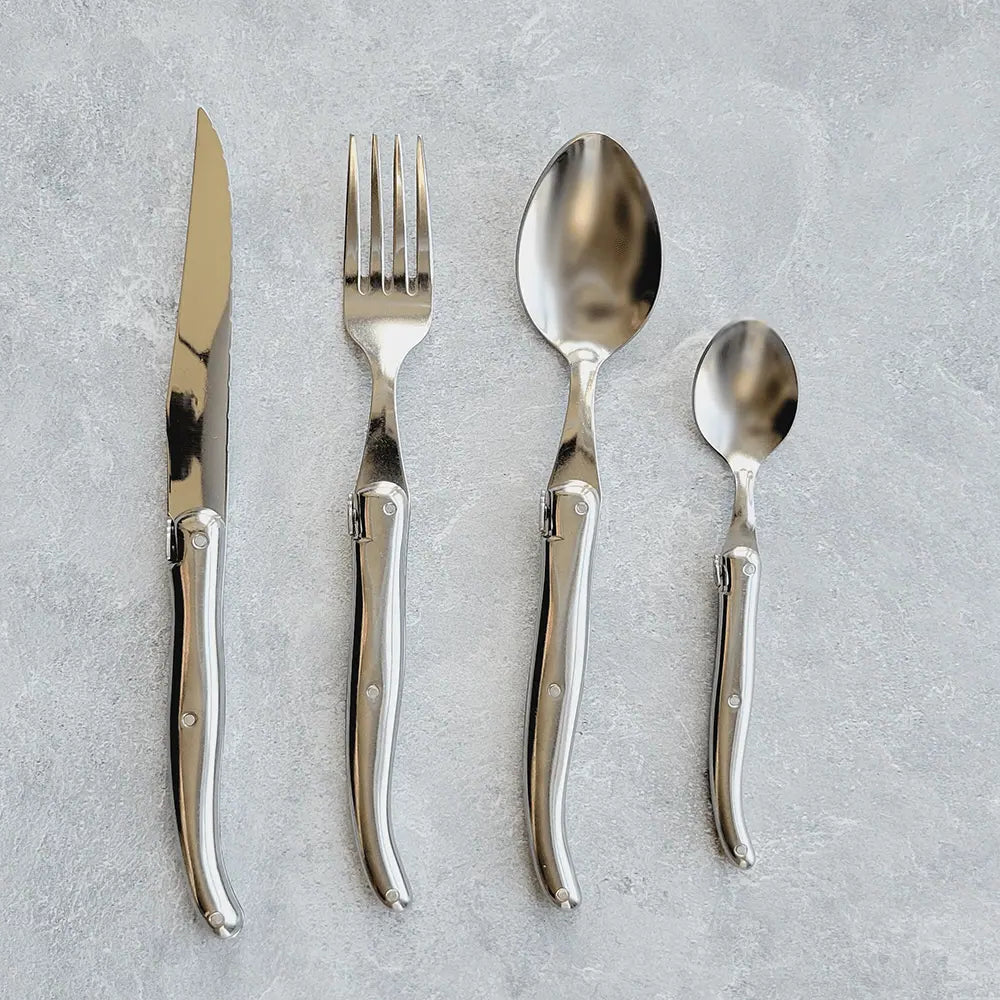 Laguiole 24 Piece Flatware Set, Platine Stainless Steel in Wood Presentation Box