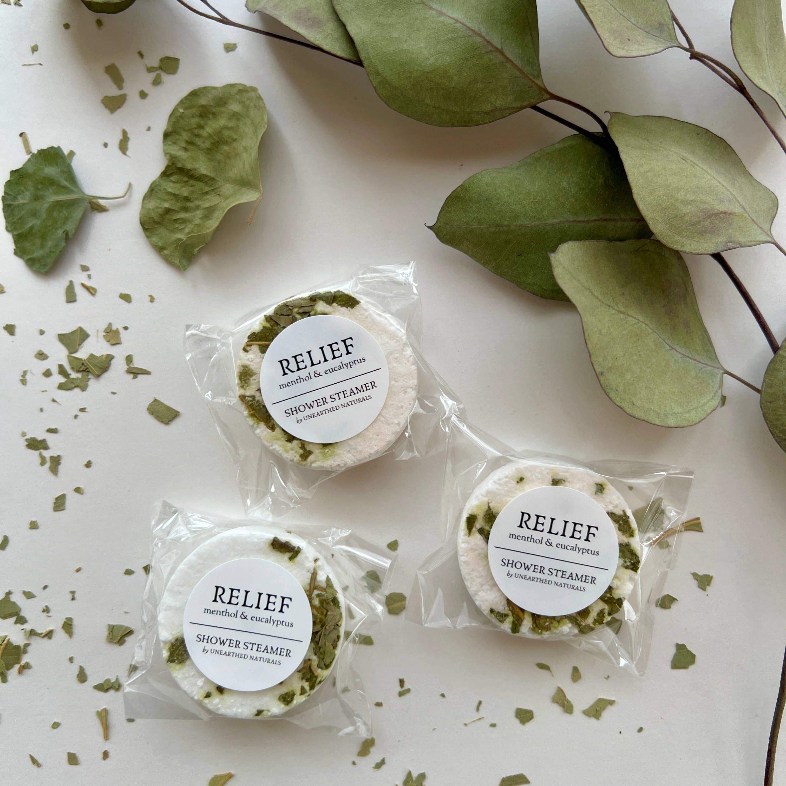 Three shower steamers labeled &