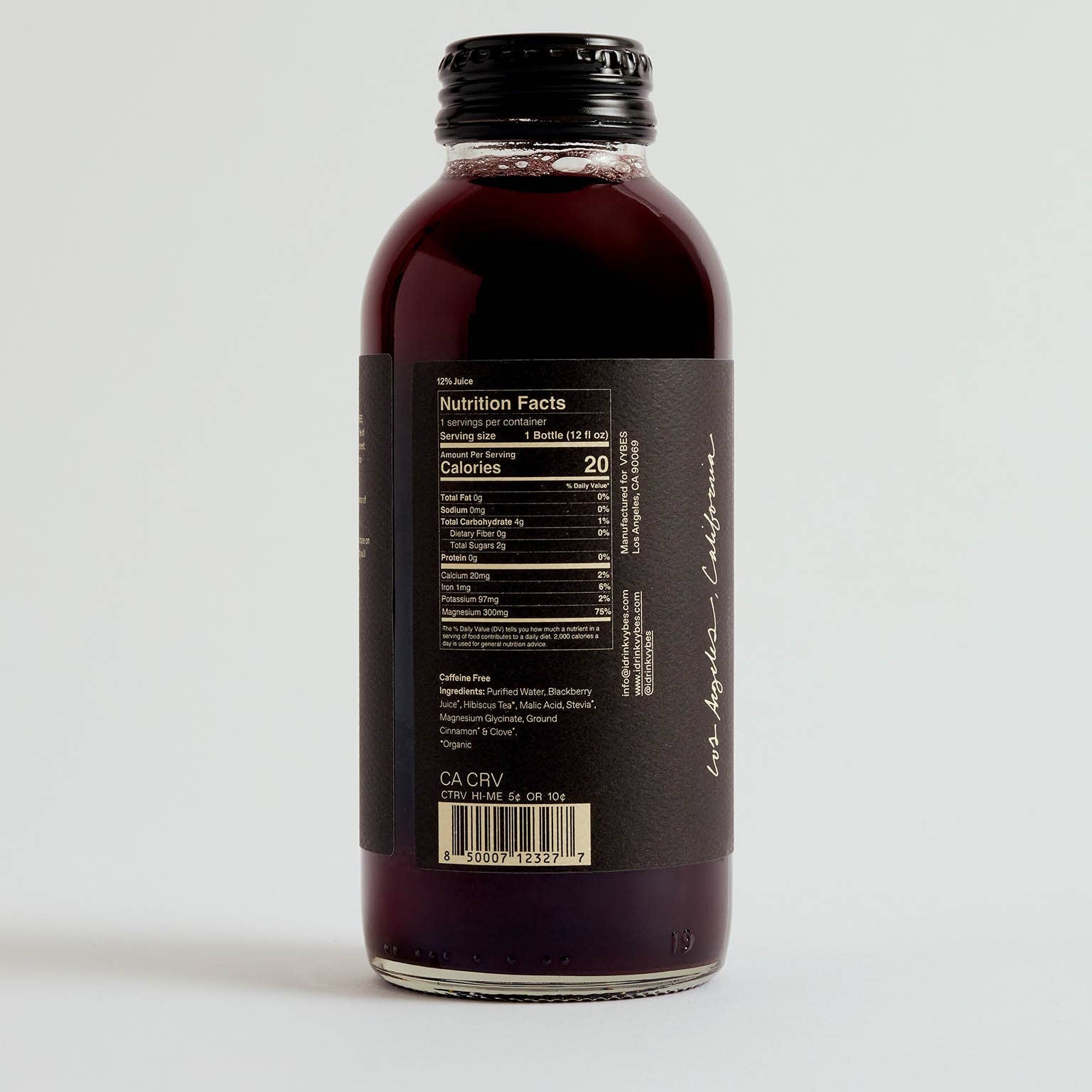 Bottle with a black label on a white background