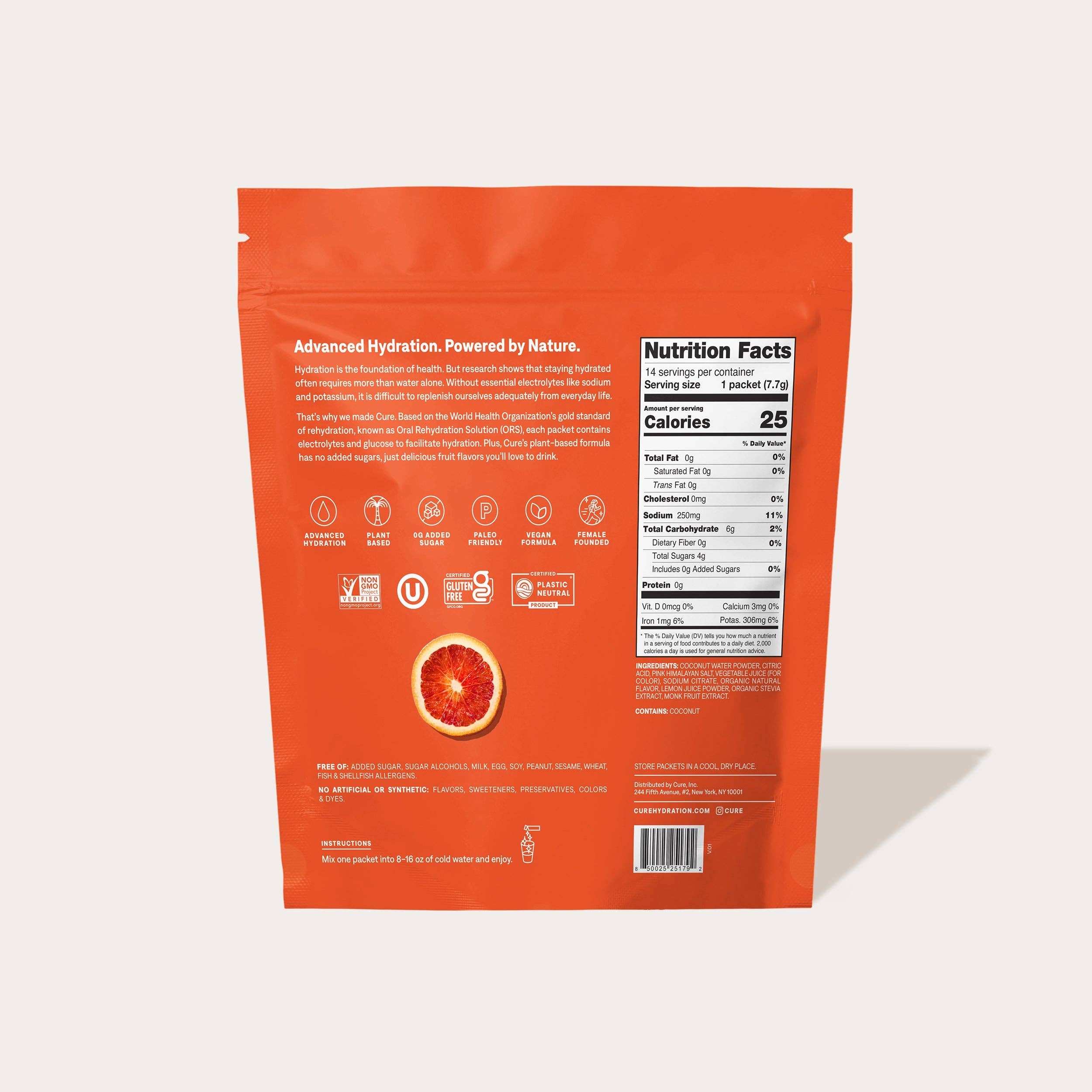 Cure Electrolyte Drink Mix - Blood Orange (14ct)