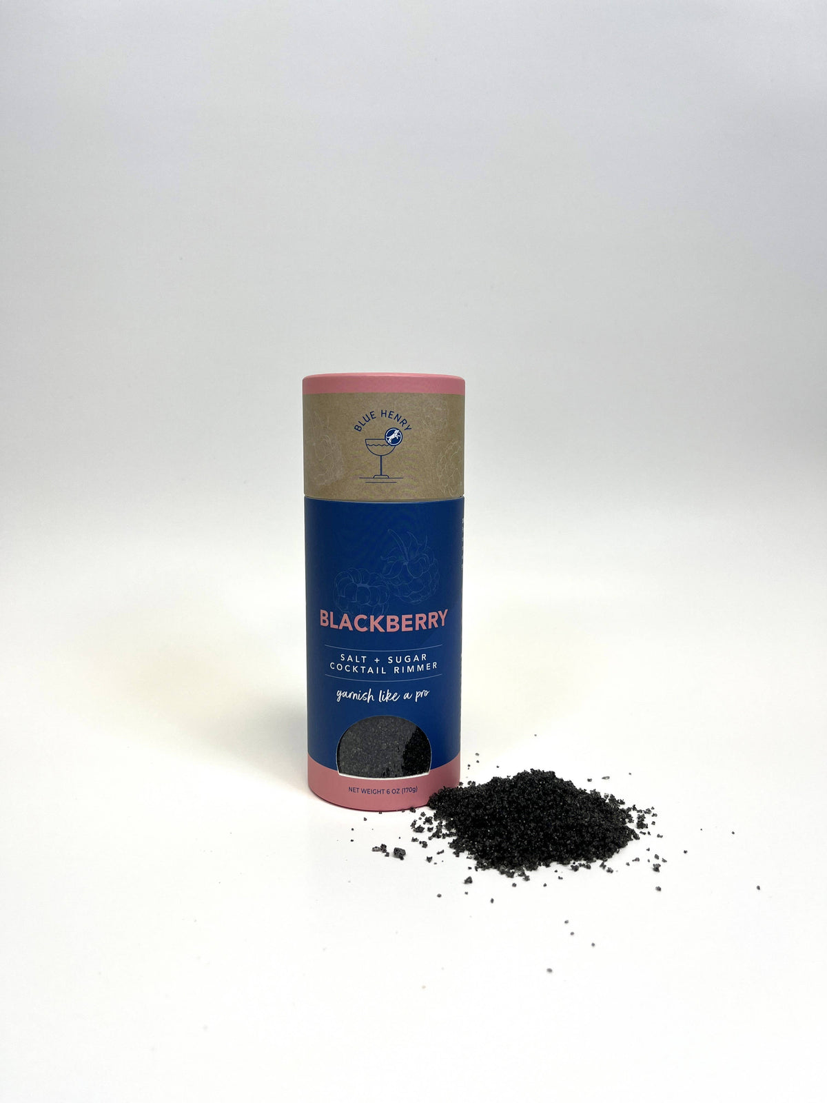 Blackberry salt & sugar cocktail rimmer package and contents a white background