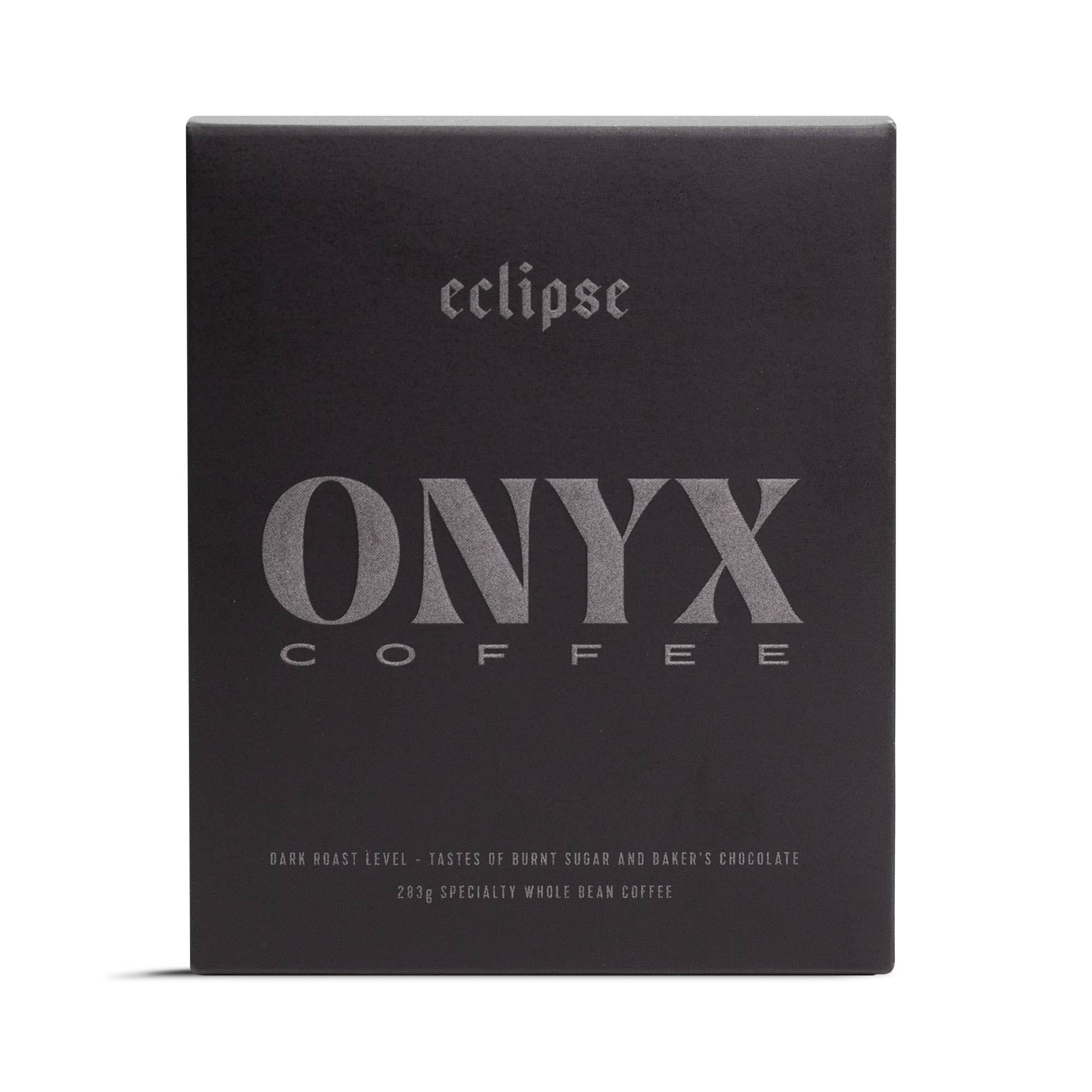 Black box of Onyx Coffee with &