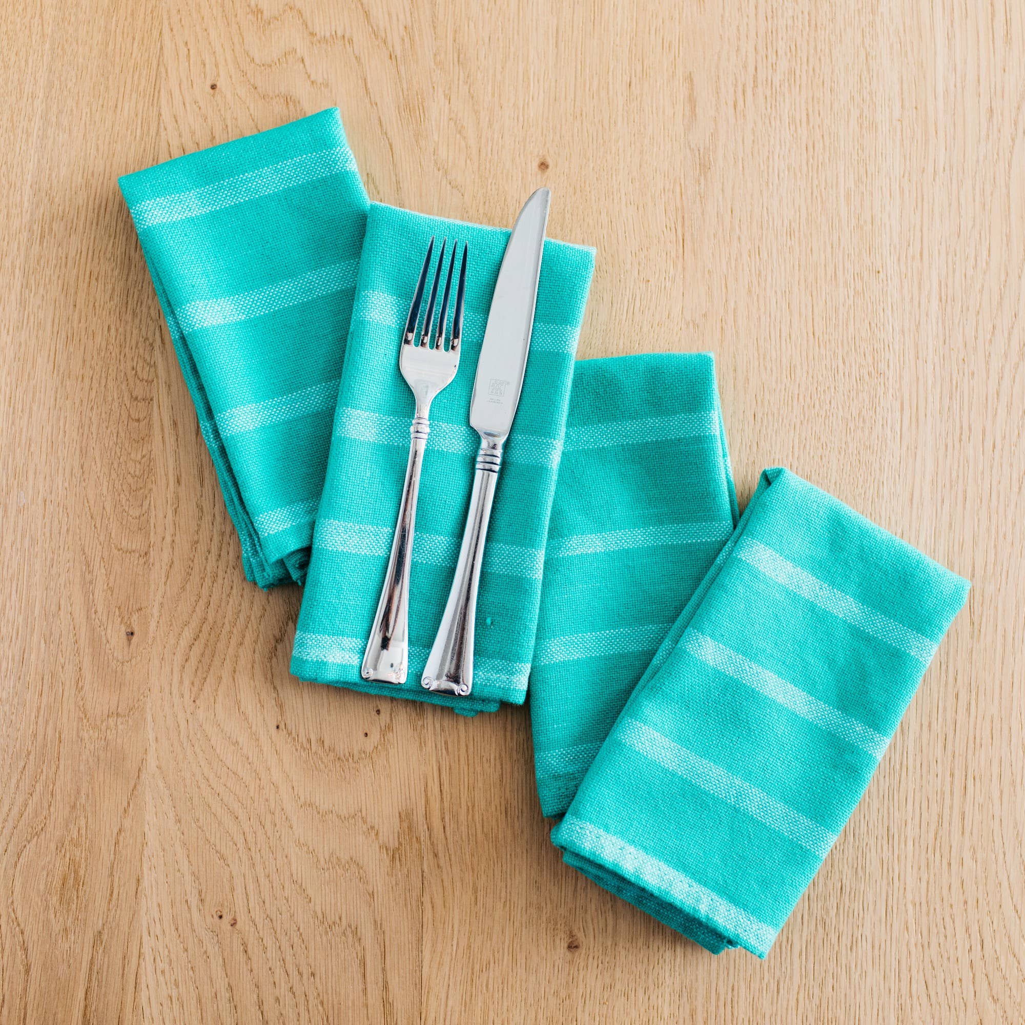 Handwoven Cotton Napkin Set — Turqoise (Set of 4)
