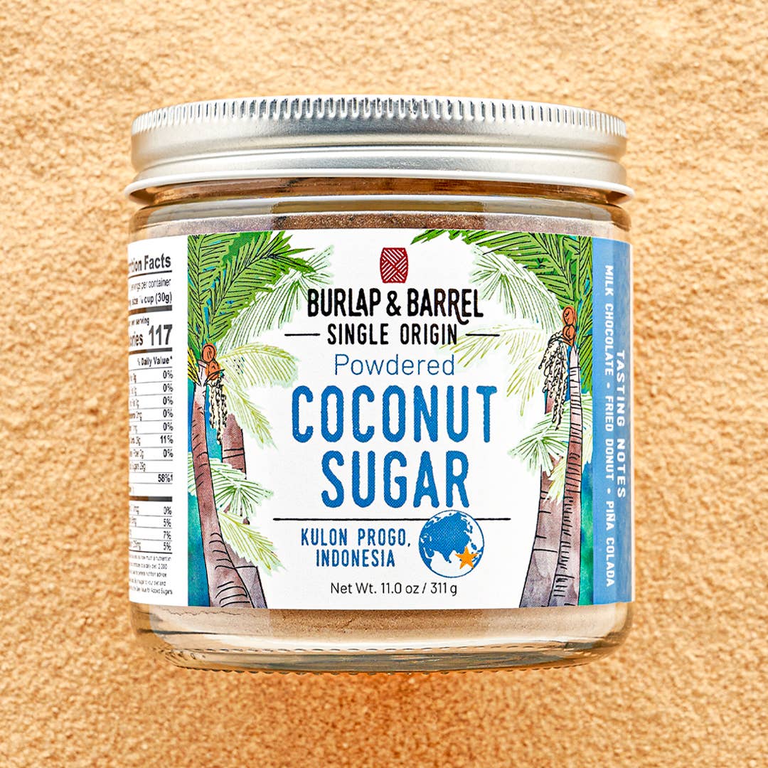 Jar of Burlap & Barrel powdered coconut sugar