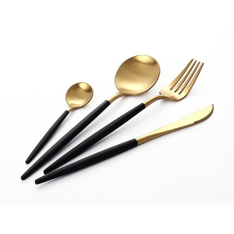 Black Cutlery Set 36 Pieces Set, Tableware Gold Cutlery Set, Gold Black  Flatware Set 36 Pieces, Black and Gold Cutlery Set, 