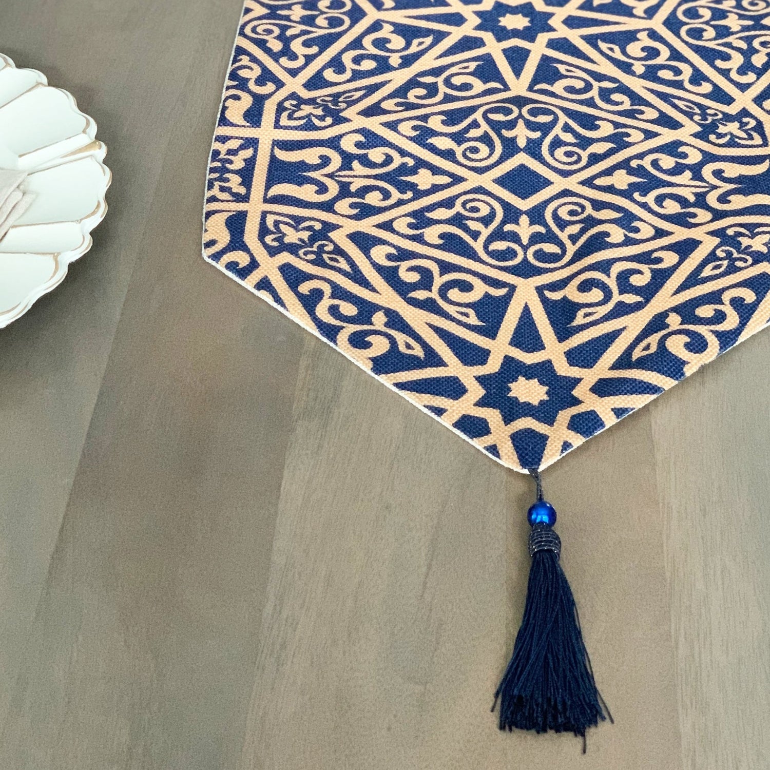 Ayyubid Pattern Table Runner - Tea + Linen