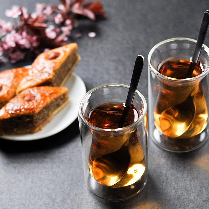 Double Wall Glass Tea Cup - Set of 6 - Tea + Linen