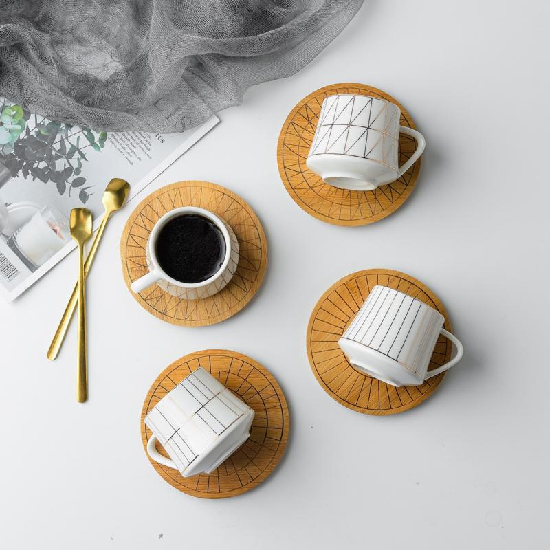 Gold Geo Coffee Cups - Set of 6 - Tea + Linen