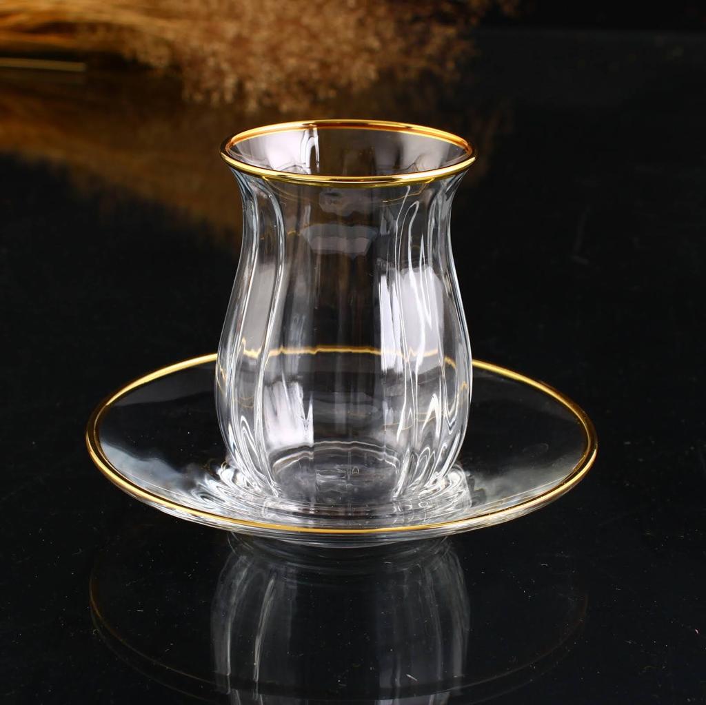 Gold Rim Tea Cups Set of 6 Tea + Linen