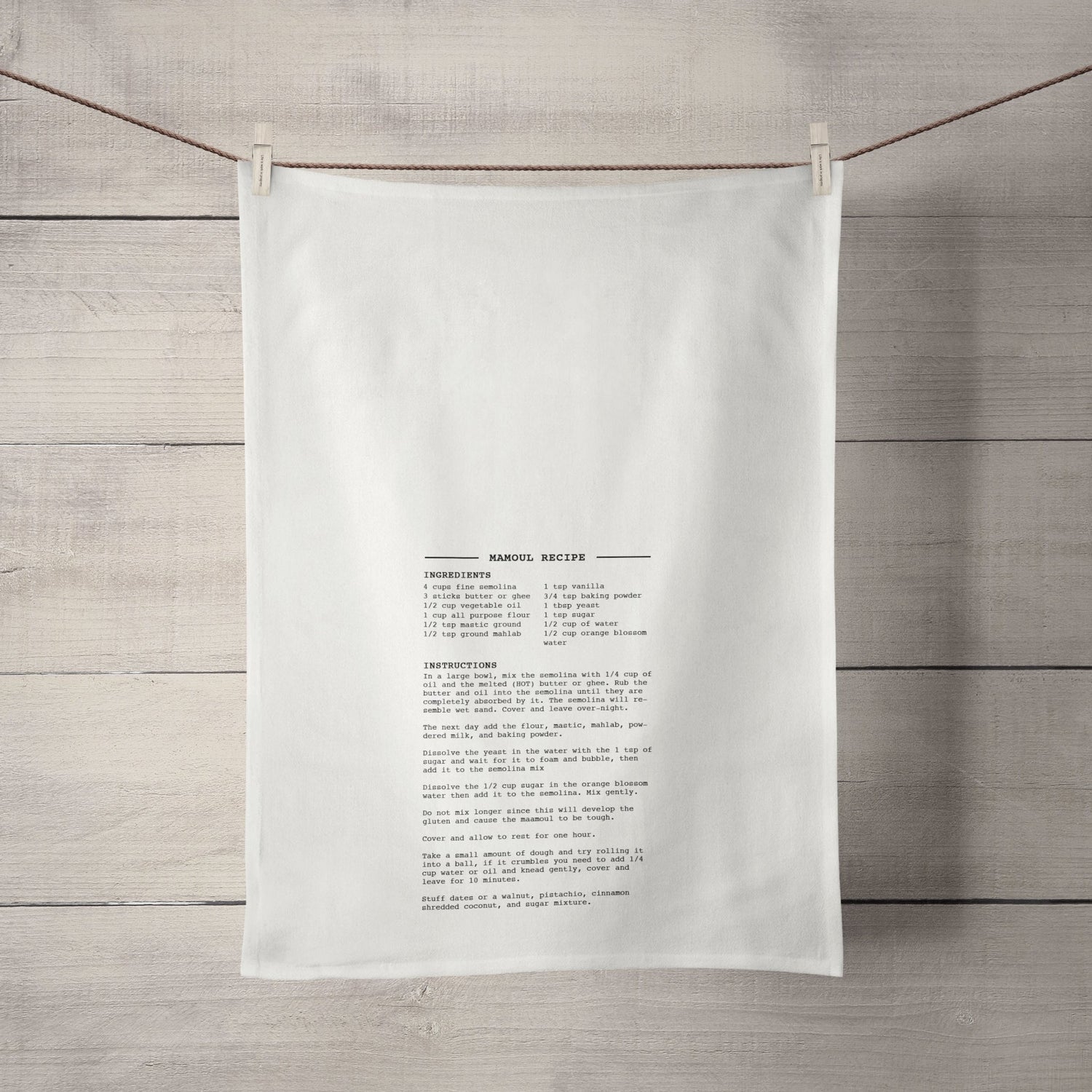 Mamoul Recipe Linen Tea Towel - Tea + Linen