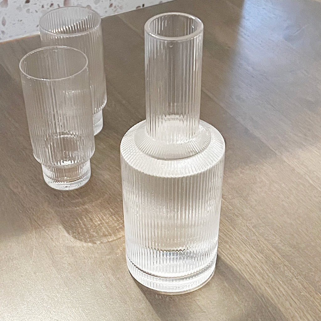 Ribbed Carafe and Cups Set - Tea + Linen