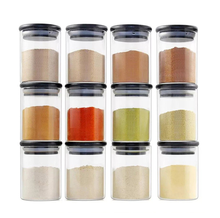 Spice Jars with Black Bamboo Lids