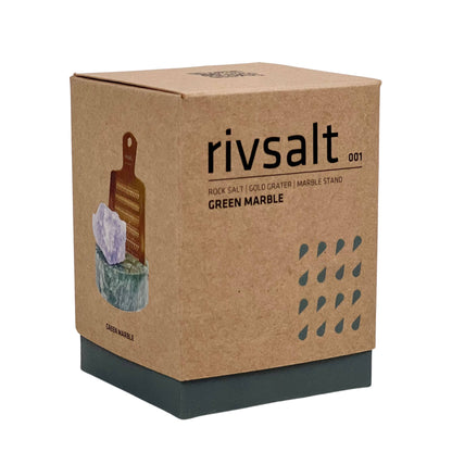 Rivsalt product packaging with branding and product details on a white background
