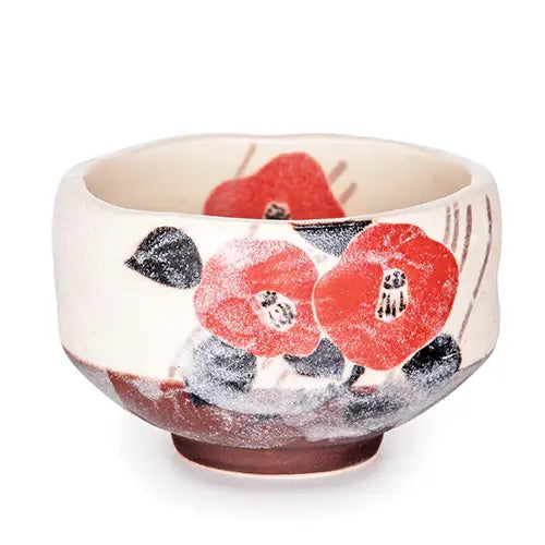 Red Flower Mini Matcha Bowl – 8 oz