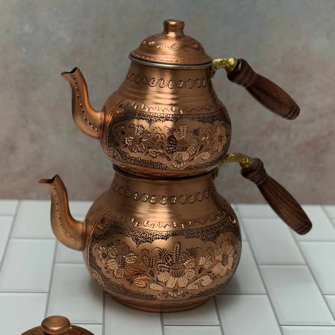 Turkish Copper Double Teapot