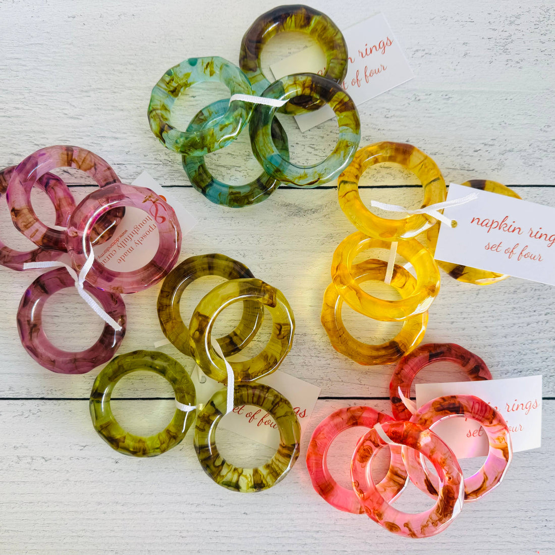 Acrylic Napkin Ring Set — Jewel-Tone Elegance (Set of 4)