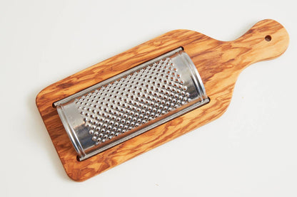 Italian Olivewood Flat Cheese Grater on a white background