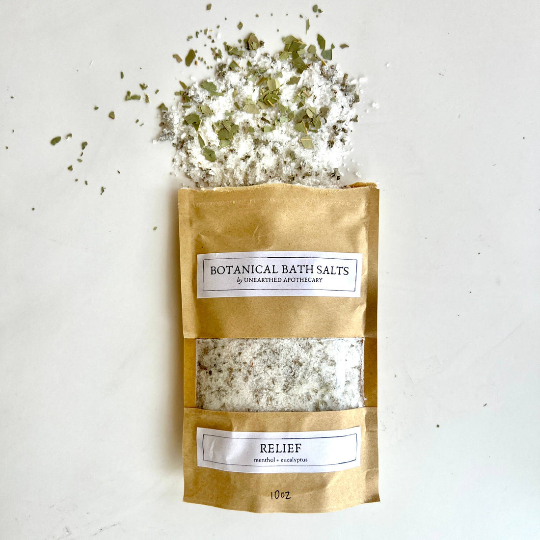 Bag of botanical bath salts labeled &