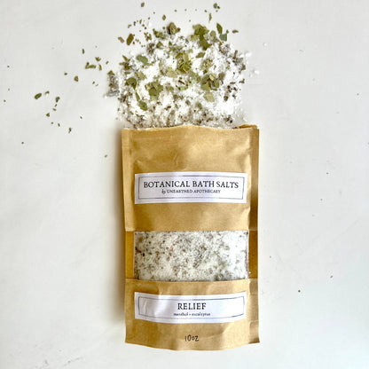 Bag of botanical bath salts labeled &