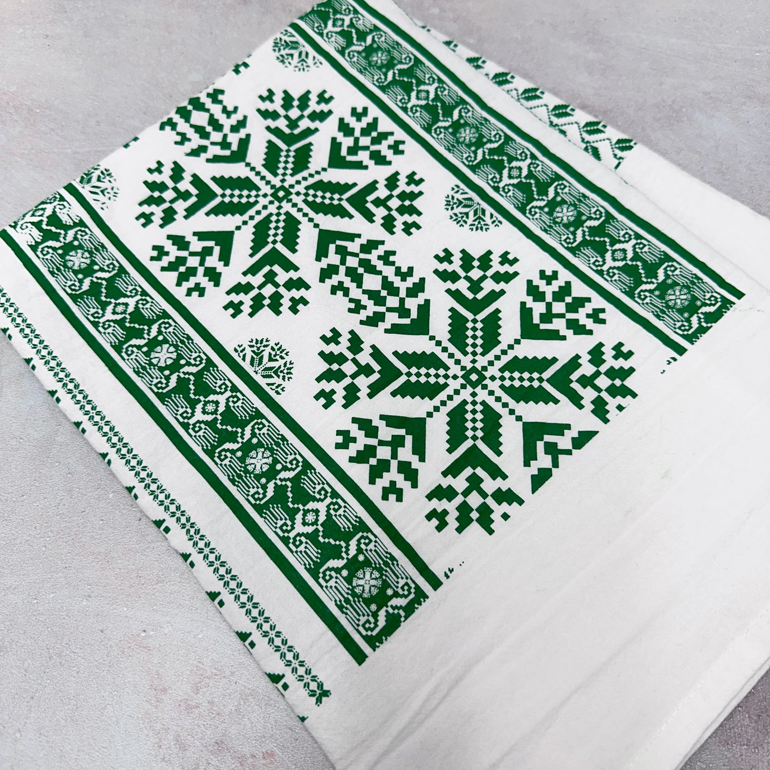 Green Tatreez Tea Towel