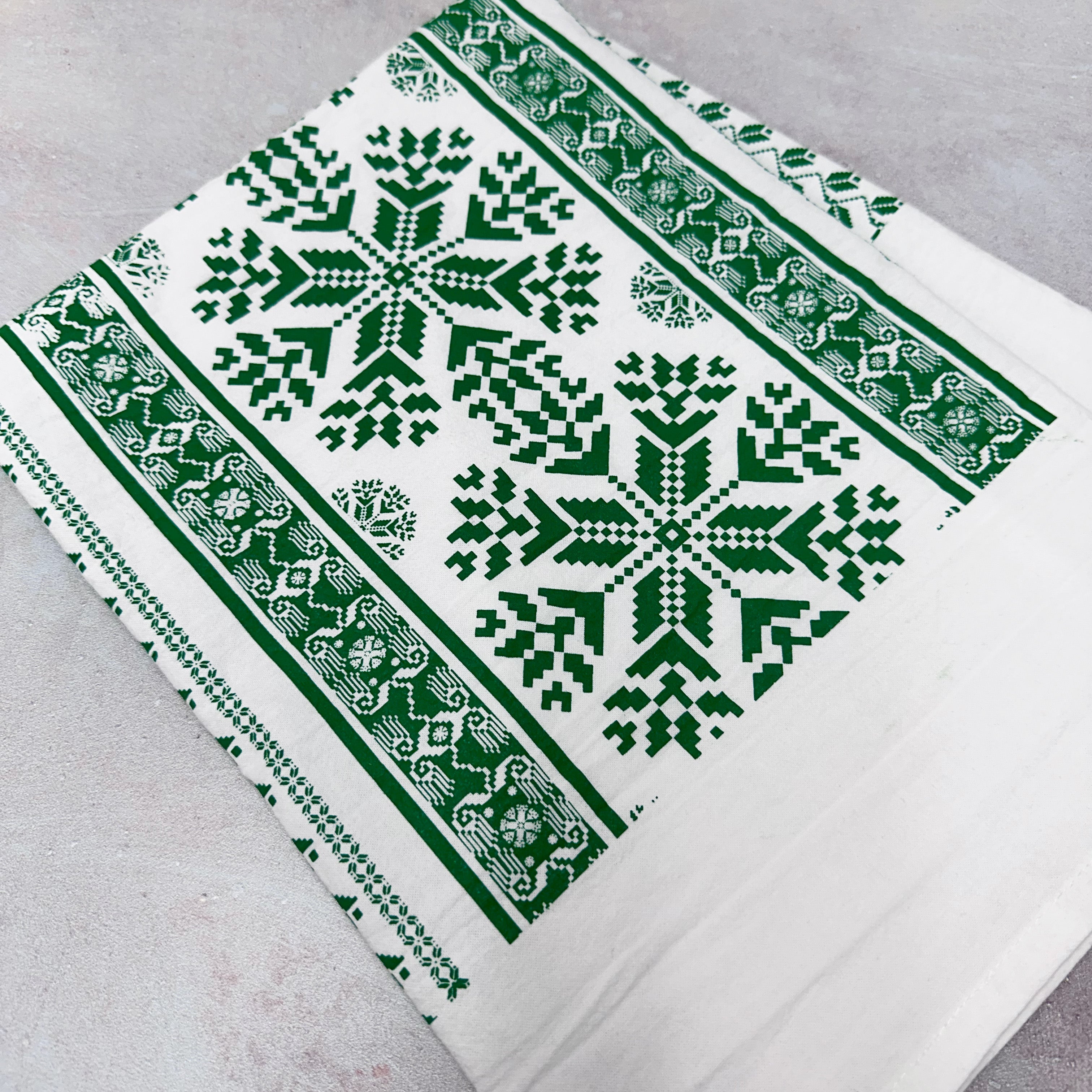 Green Tatreez Tea Towel