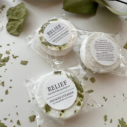 Three shower steamers labeled &