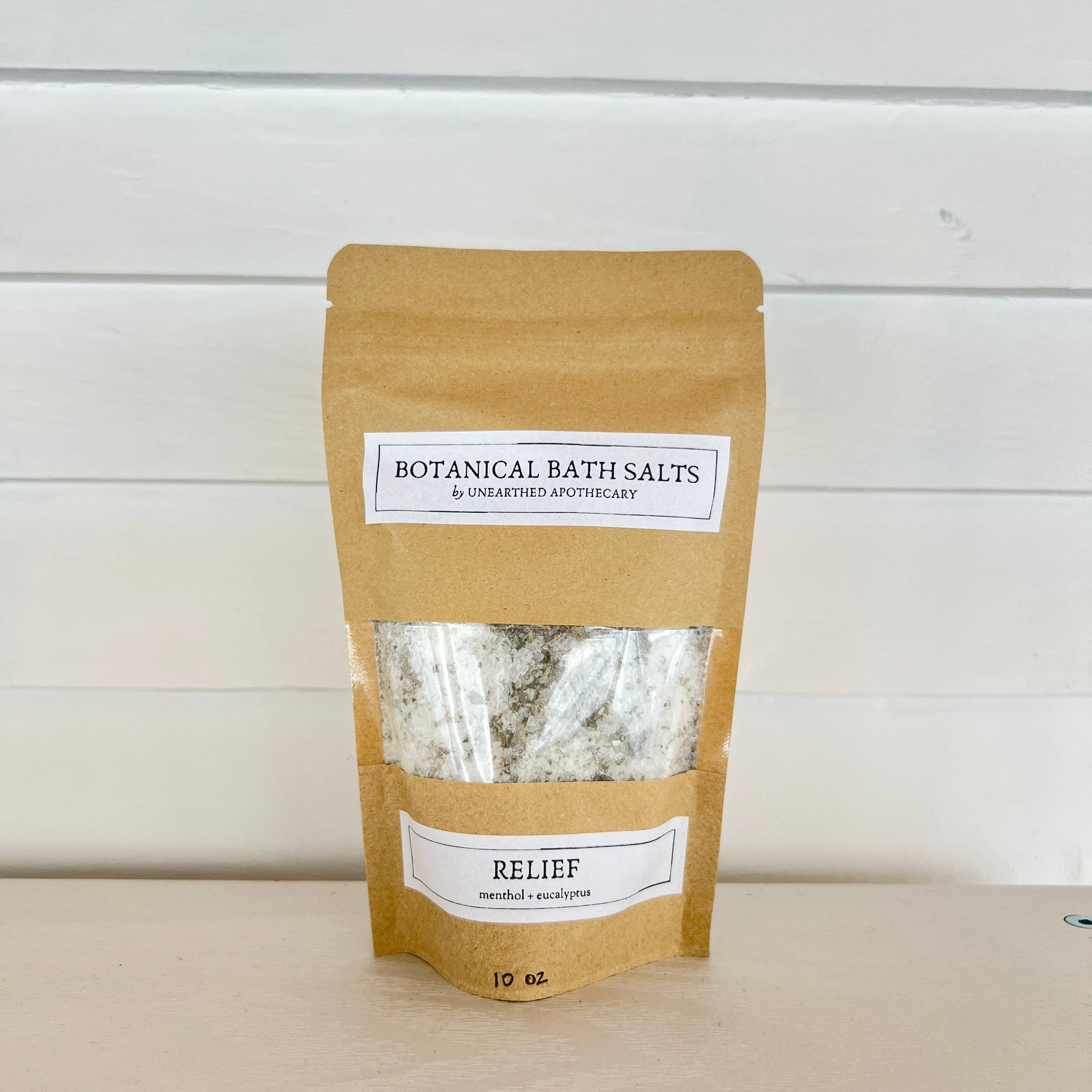 Bag of botanical bath salts labeled &