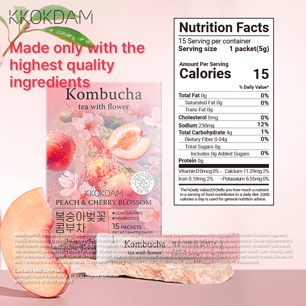 Flower Kombucha Powder: Peach &amp; Cherry Blossom