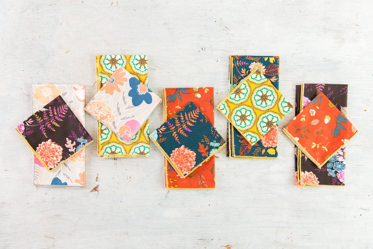 Winter Floral Cloth Napkins, Set of 4