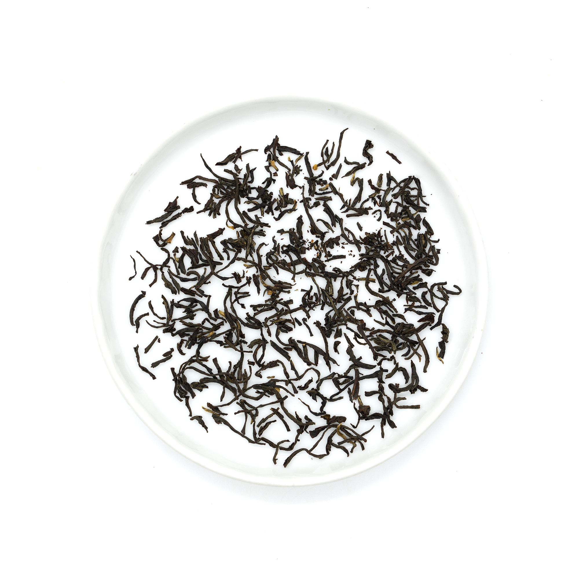 Tea leaves on a white background