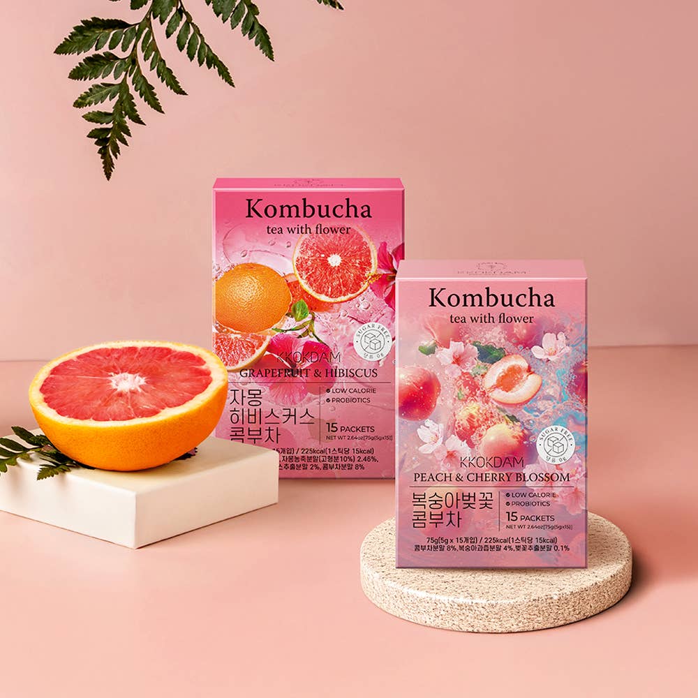 Flower Kombucha Powder: Peach &amp; Cherry Blossom
