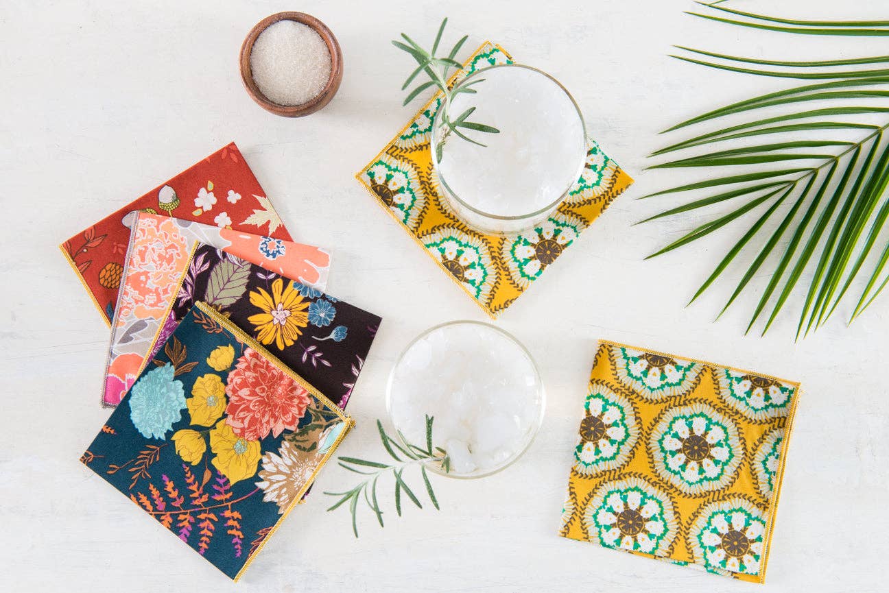 Winter Floral Cloth Napkins, Set of 4