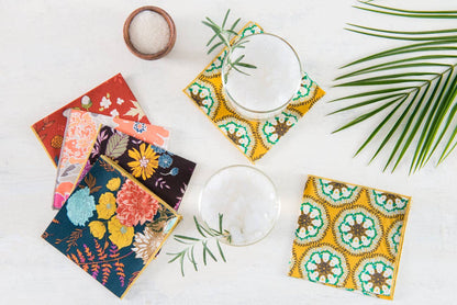 Winter Floral Cloth Napkins, Set of 4