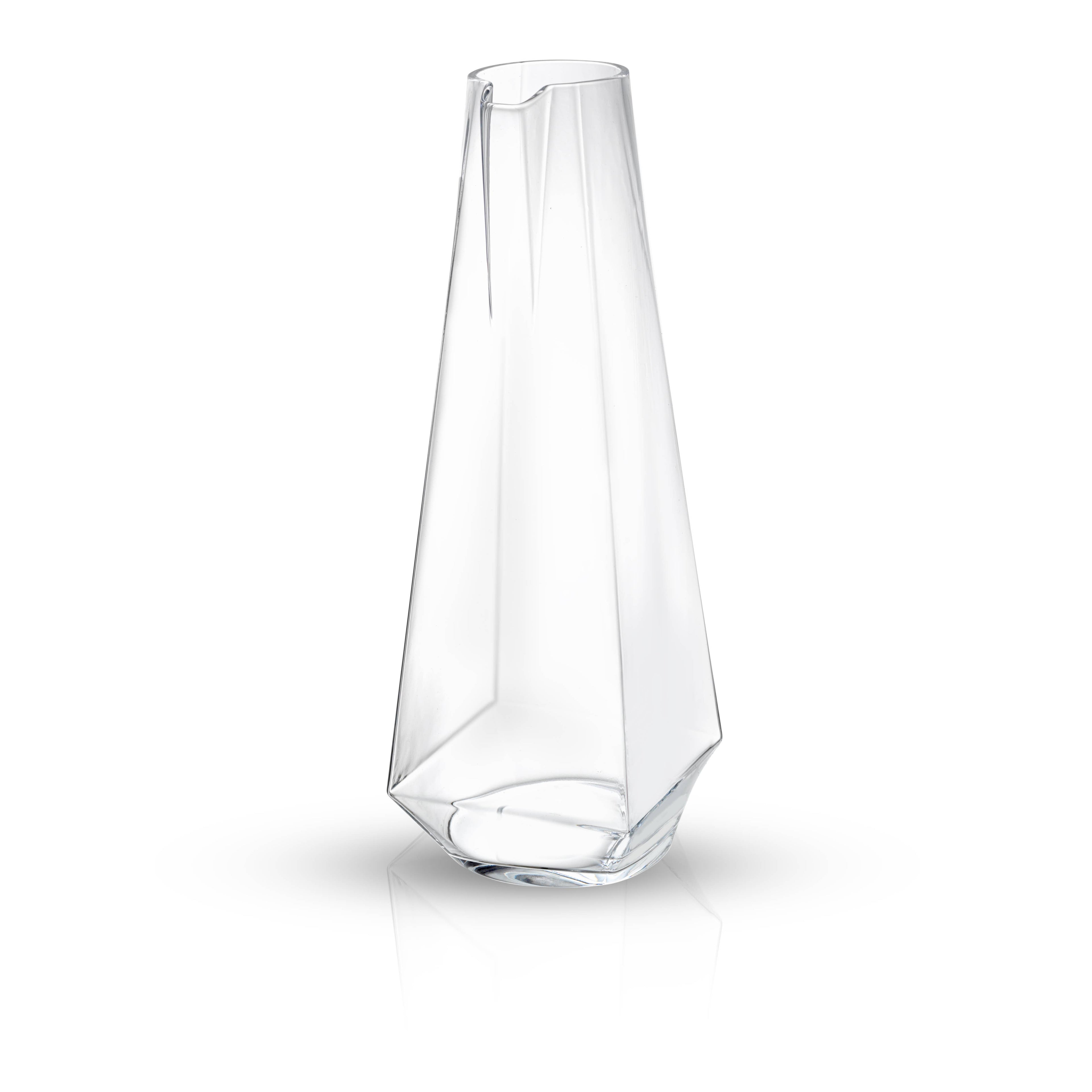 Clear geometric vase on a white background