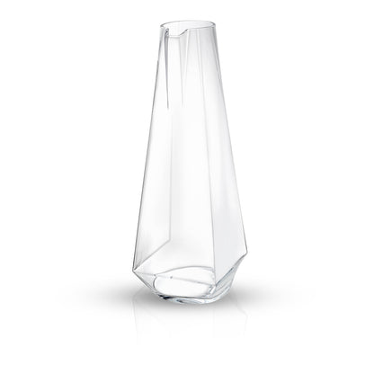 Clear geometric vase on a white background