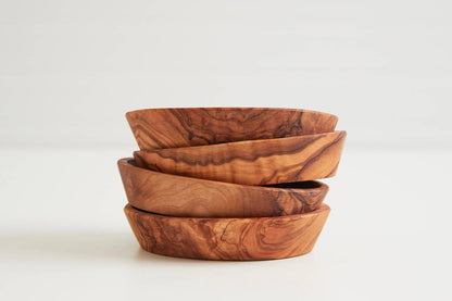 Set of 4 Italian Olivewood Aperitivo Bowls stacked on top of each other