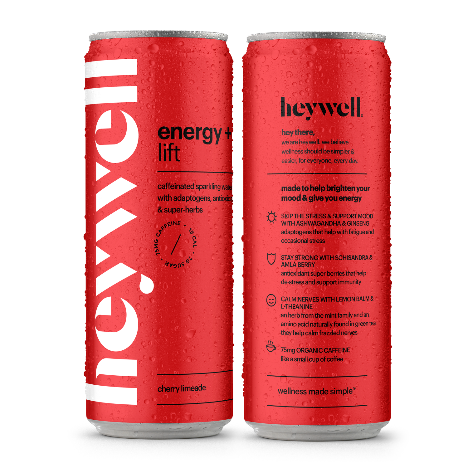 Two red energy drink cans with &