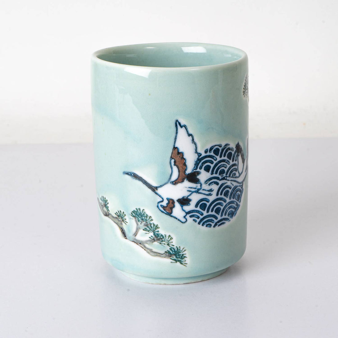 Japanese Crane Yunomi Style Tea Cup