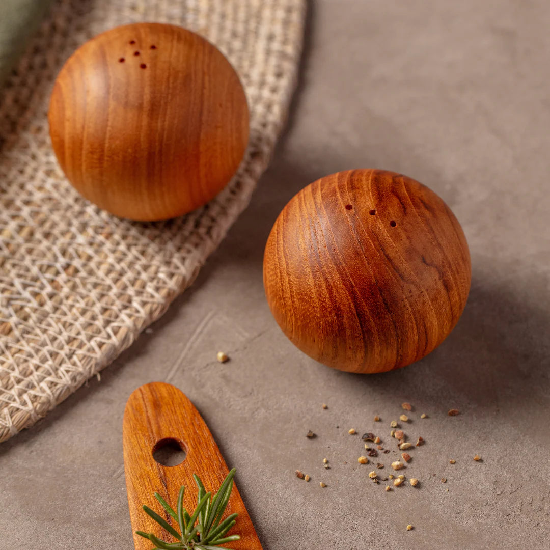 Teak Salt &amp; Pepper Shaker Set