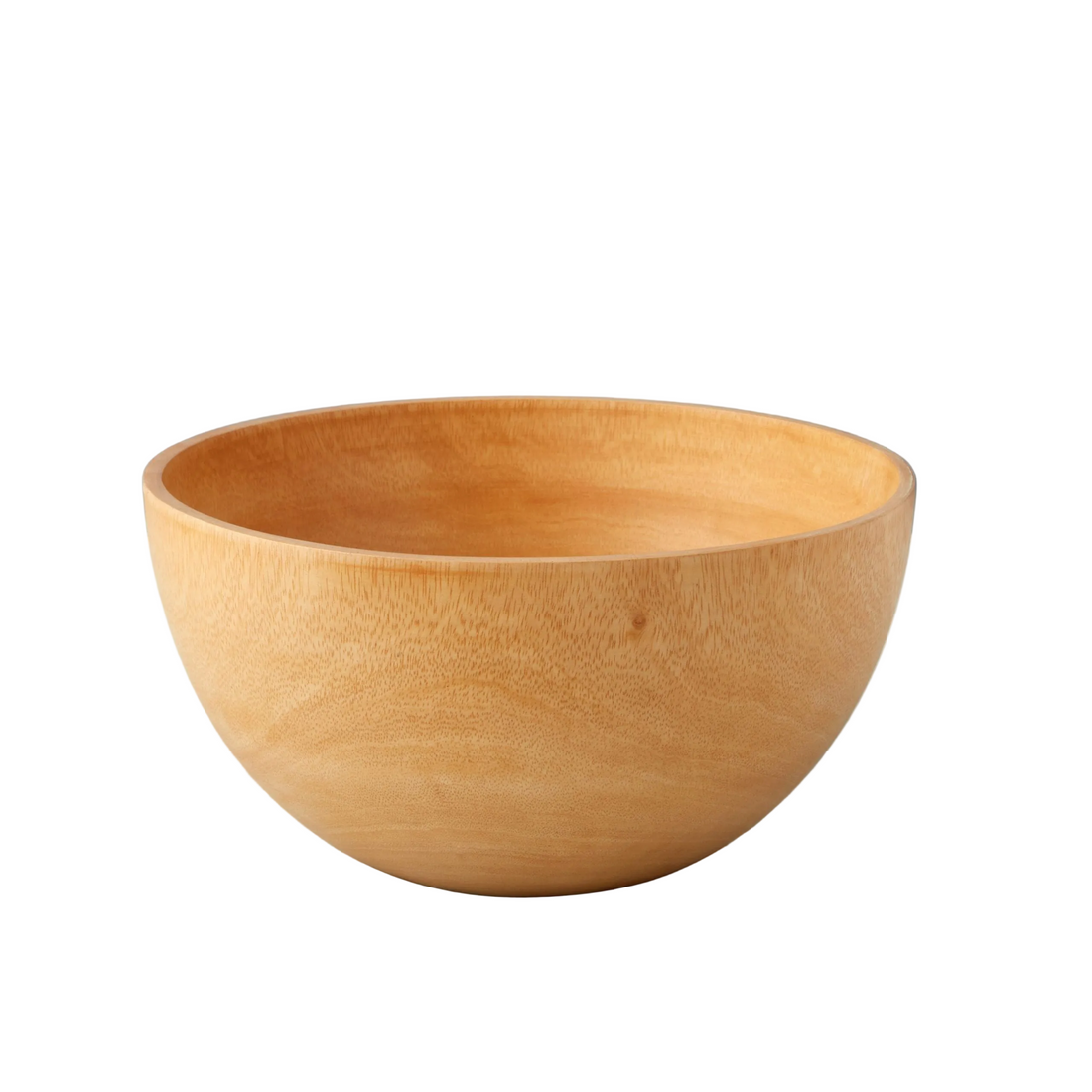Mango wood salad bowl on a white background