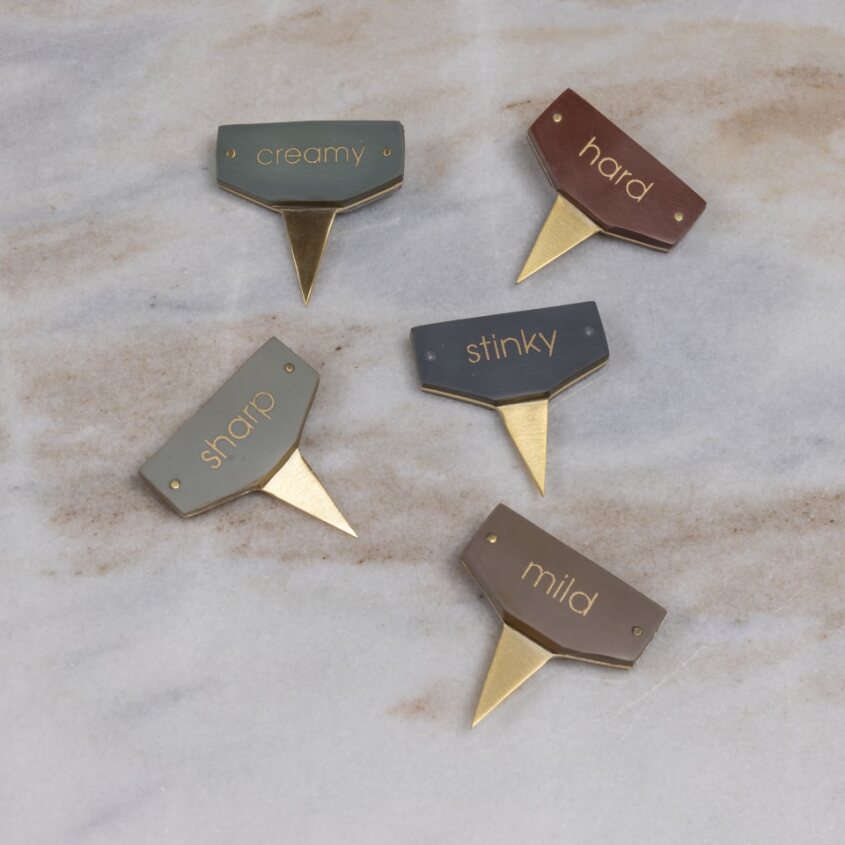 Five cheese type markers labeled &