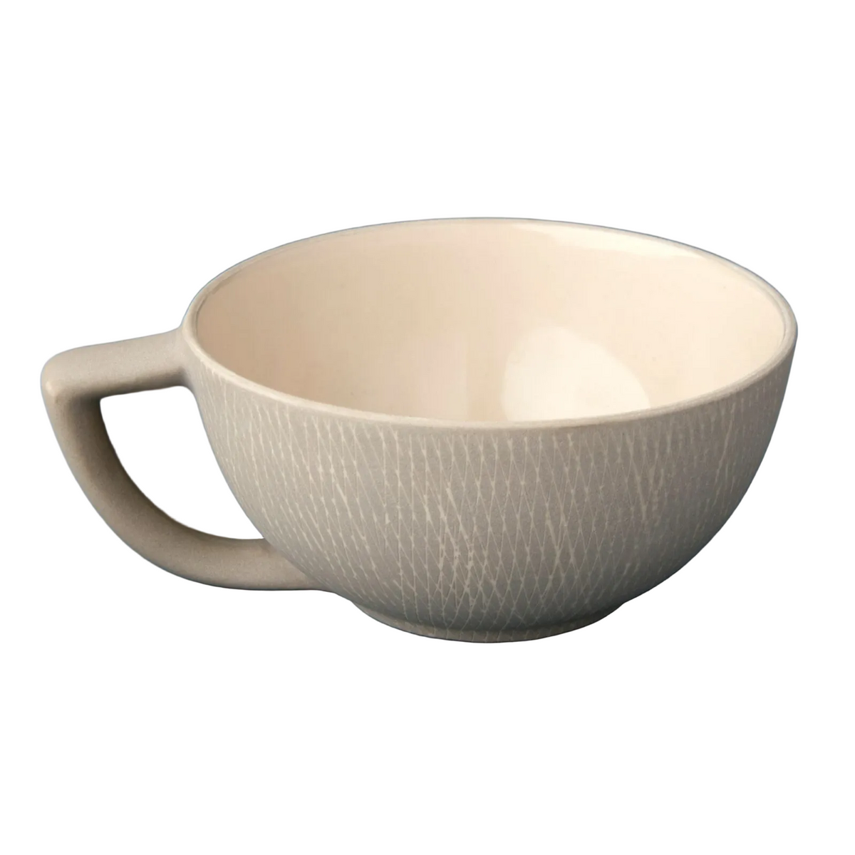 Crosshatch Stoneware Latte Mug