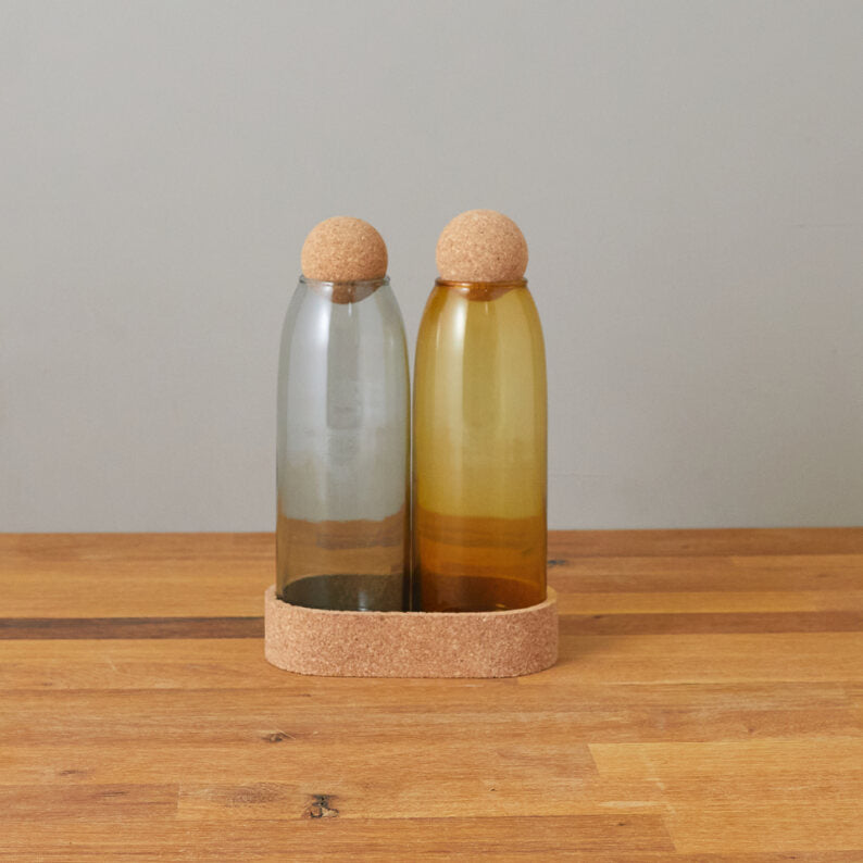 Glass & Cork Cruet, Set of 2