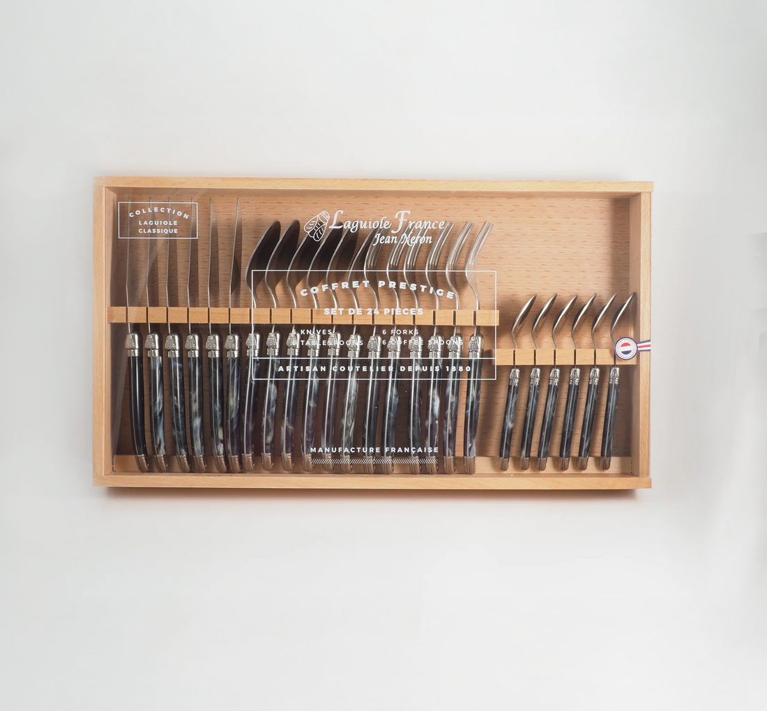 Laguiole 24 Piece Flatware Set - Black Marble