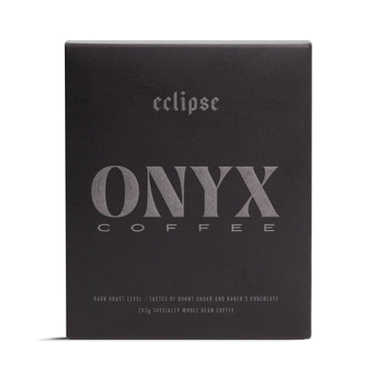 Black box of Onyx Coffee with &