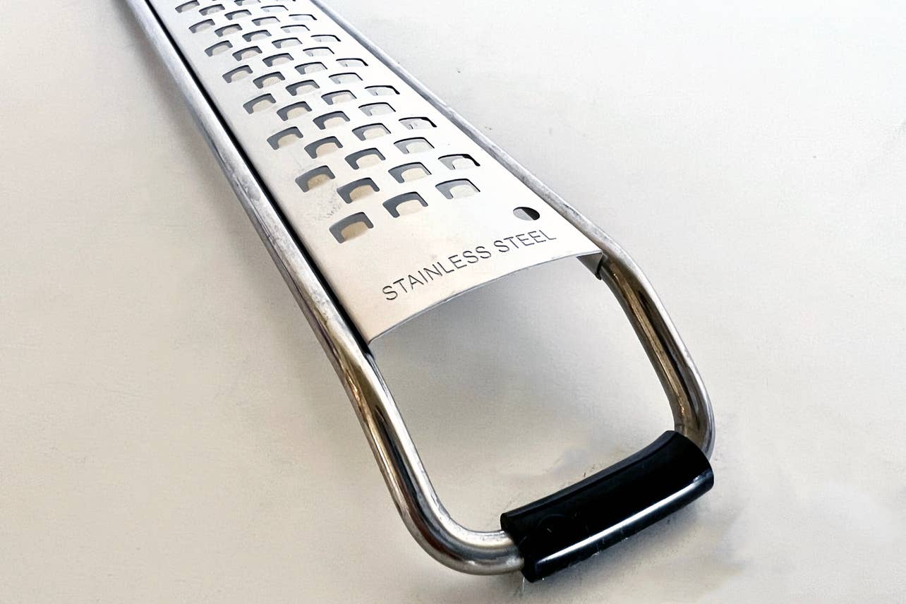 Close up of a coarse Italian Mandolin Paddle Grater