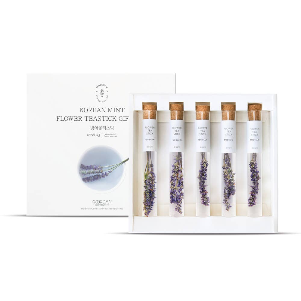 Set of Korean Mint Flower Teastick Gif with packaging on a white background