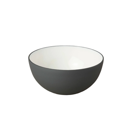 Small grey bowl on a white background