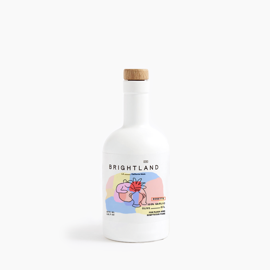 White bottle with a colorful label on a white background