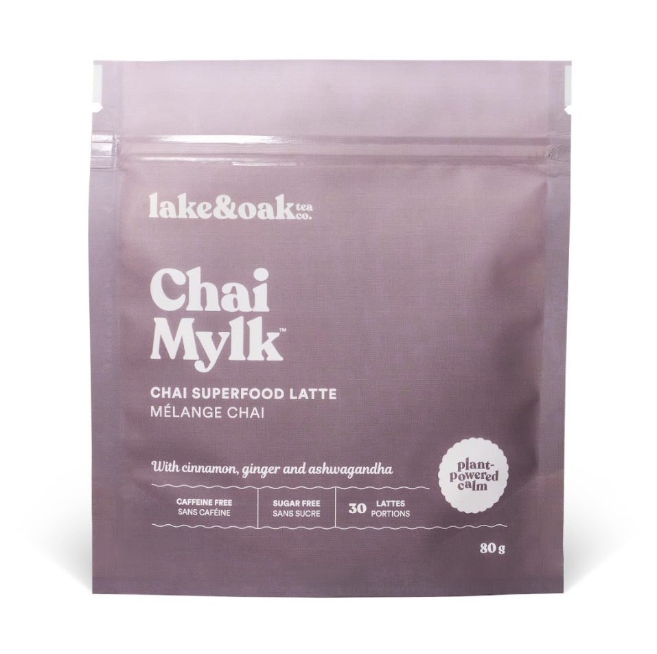 Lake &amp; Oak Chai Mylk package on a white background